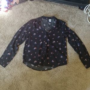 Black floral blouse